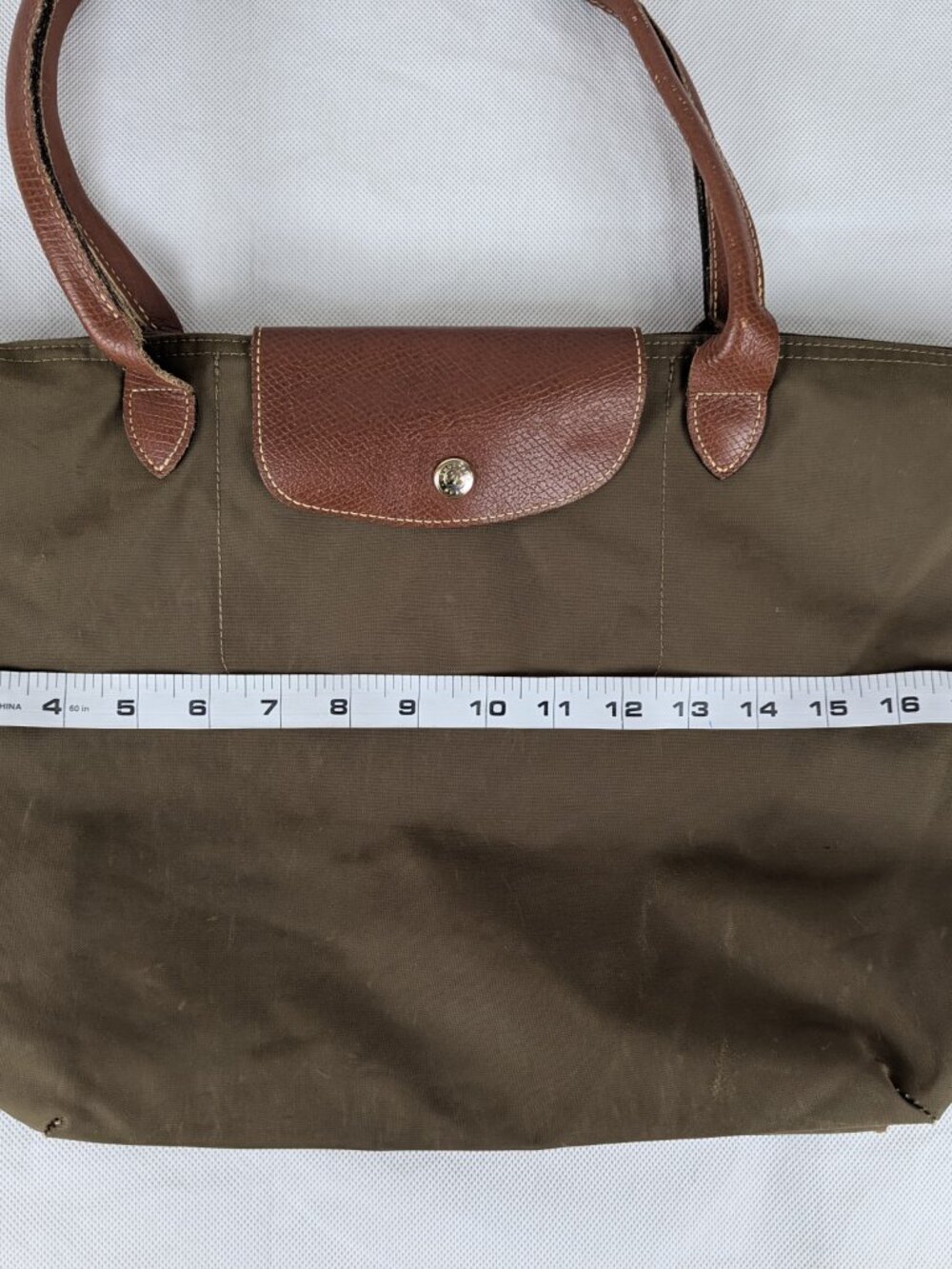 Authentic Longchamp Le Pliage Tote Nylon Shoulder Bag Green Made in China. - Picture 14 of 16